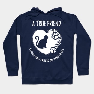 A True Friend Leaves Paw Prints Heart Cat Kitten Pet Shirt Hoodie